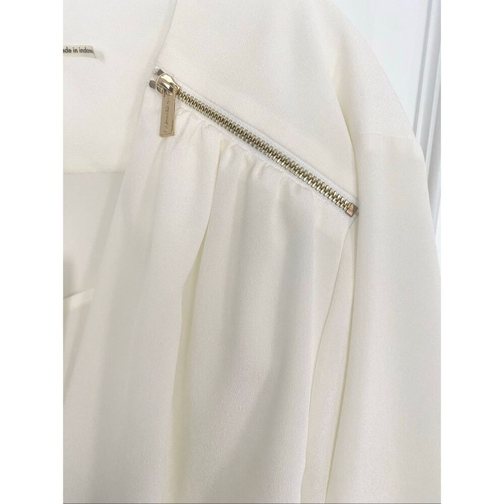 Calvin Klein Surplice Wrap 3/4 Sleeve Ivory Blouse Sz XL NWT - Picture 3 of 5